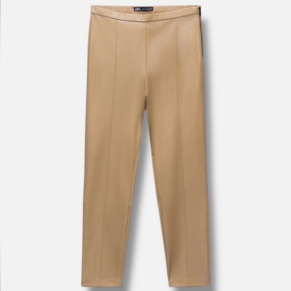 Stylish Tan Faux Leather Leggings